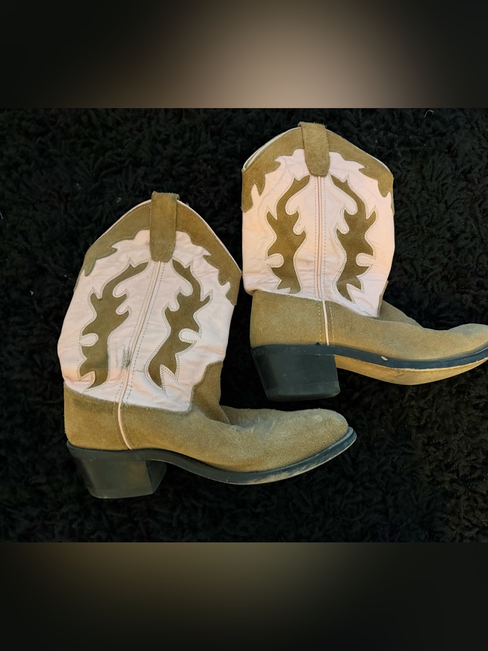 Old West Pink and Tan Western Ankle Boots